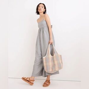 Madewell Petite Linen-Blend Tie-Back Wide-Leg Jumpsuit Sz. 8